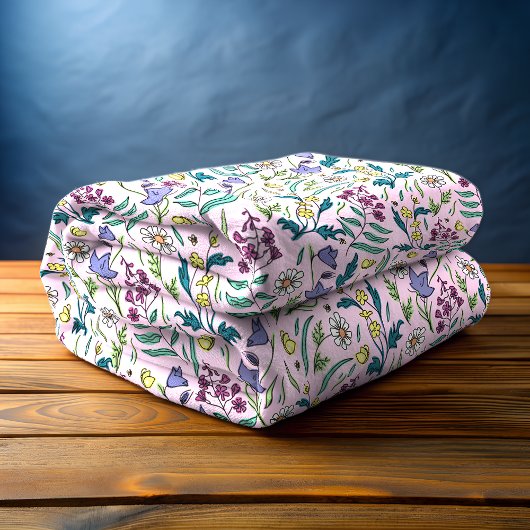 Polaire Couverture en toison rose fleur sauvage, moyenne