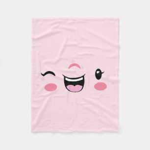 Polaire Couverture en toison rose Kawaii face rose