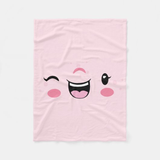 Polaire Couverture en toison rose Kawaii face rose (Devant)