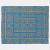 Polaire Couverture en toison Tribale Bleue et Cuivre (Devant (Horizontal))