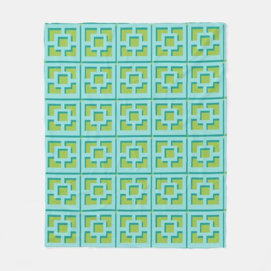 Polaire Couverture en toison Turquoise et Vert Trellis (Devant)