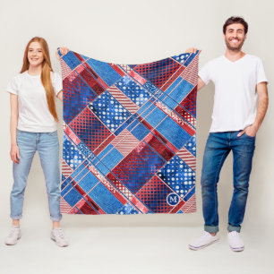 Polaire Couverture en toiture bleu Jeans Patchwork Motif e