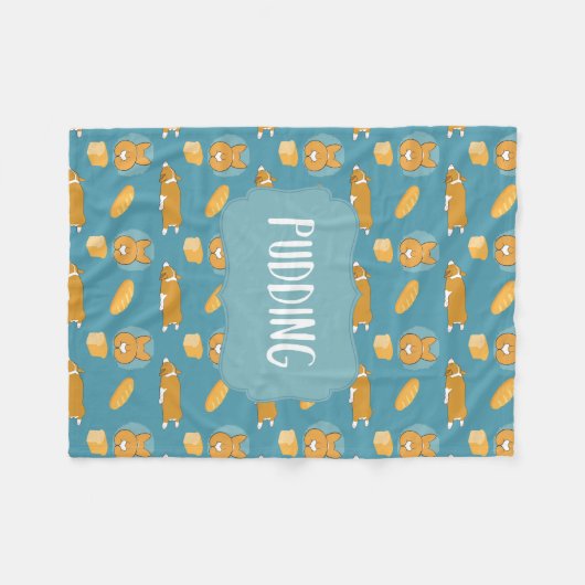 Polaire Couverture faite sur commande de corgi de pudding (Devant (Horizontal))