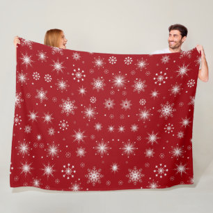 Polaire Couverture festive à flocons de neige en rouge vib