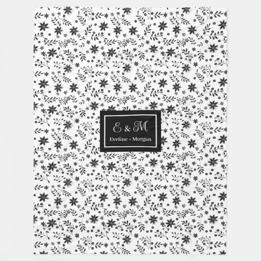 Polaire Couverture Fleurie Teintes Grises Moderne Nom Pers (Devant)