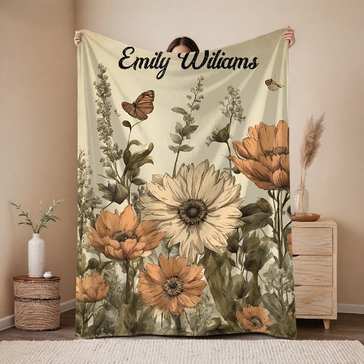 Polaire Couverture Fleurs sauvages vintage, Couverture per