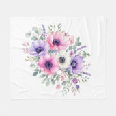 Polaire Couverture florale à fleur d'anémone à l'aquarelle (Devant (Horizontal))