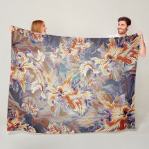 Couverture florale abstraite orange et bleu vibran