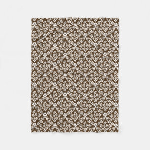 Polaire Couverture florale de brun et blanche de damassé