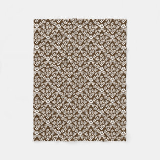 Polaire Couverture florale de brun et blanche de damassé