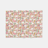 Polaire Couverture florale de corgi - crème (Devant (Horizontal))