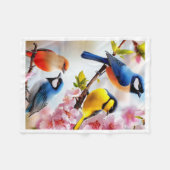 Polaire Couverture florale oiseaux de printemps (Devant (Horizontal))