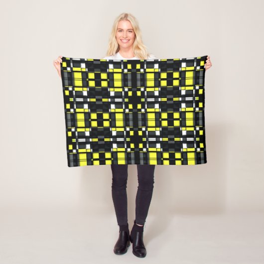 Polaire Couverture géométrique jaune et noire (En situation)