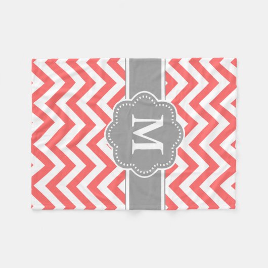 Polaire Couverture grise de corail de monogramme de (Devant (Horizontal))