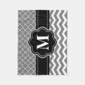 Polaire Couverture grise noire de monogramme de Chevron (Devant)
