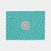 Polaire Couverture grise turquoise de monogramme de motif (Devant (Horizontal))