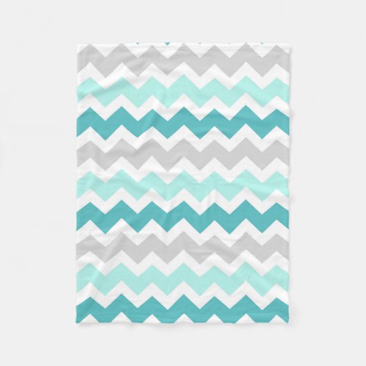 Polaire Couverture grise turquoise de motif de Chevron (Devant)