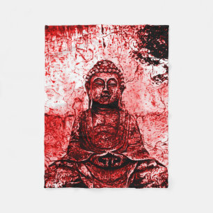Polaire Couverture grunge rouge d'art de Bouddha