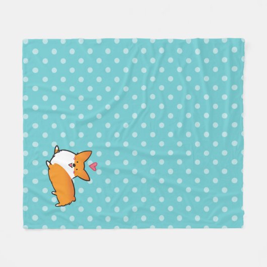 Polaire Couverture heureuse de corgi de point de polka (Devant (Horizontal))