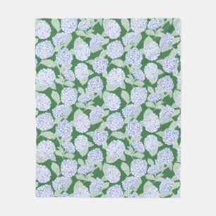Polaire Couverture jetée florale d'hortensia bleu et vert