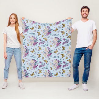 Polaire Couverture jetée florale papillon de prairie bleue