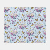 Polaire Couverture jetée florale papillon de prairie bleue (Devant (Horizontal))