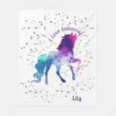 Polaire Couverture Licorne avec le nom de l'enfant (Devant)