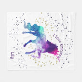 Polaire Couverture Licorne avec le nom de l'enfant (Devant (Horizontal))