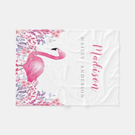 Polaire Couverture mignonne d'ouatine de Flamant rose (Devant (Horizontal))