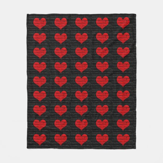 Polaire Couverture modelée par brique noire Hearted rouge (Devant)