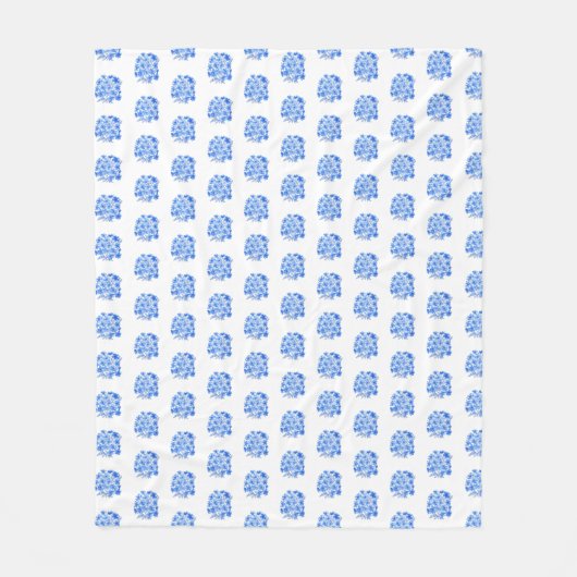 Polaire Couverture motif hydrangée bleue et blanche (Devant)