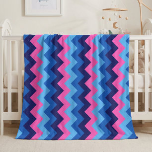Polaire Couverture moyenne en molleton bleu rose chevrons