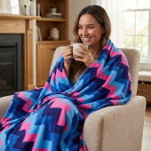 Polaire Couverture moyenne en molleton bleu rose chevrons