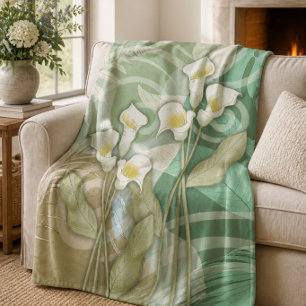 Polaire Couverture moyenne en molleton Fleurs de lys abstr
