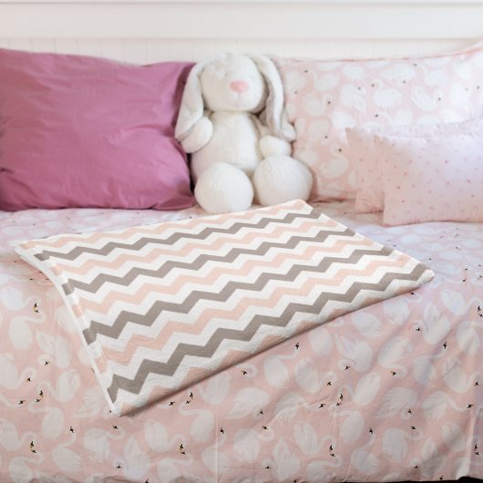 Polaire Couverture moyenne moderne rose et gris Chevron