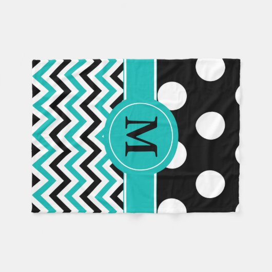 Polaire Couverture noire de monogramme de Chevron de (Devant (Horizontal))