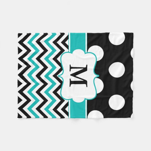 Polaire Couverture noire de monogramme de Chevron de (Devant (Horizontal))