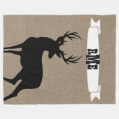 Polaire Couverture noire d'ouatine de monogramme de ruban (Devant (Horizontal))