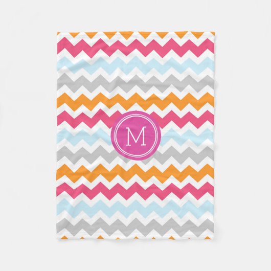 Polaire Couverture orange rose de monogramme de motif de (Devant)