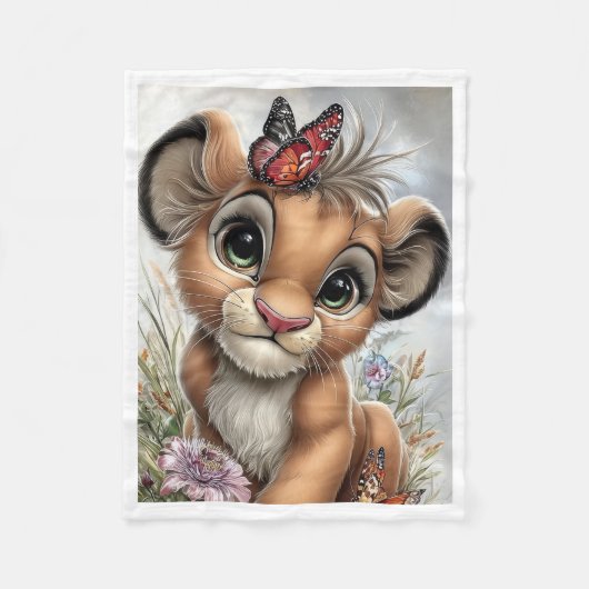 Polaire Couverture Papillon Bébé Lion Mignon (Devant)