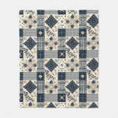 Polaire Couverture Patchwork Crème Bleu Marine Gingham (Devant)