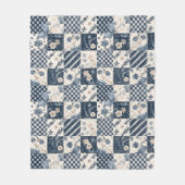 Polaire Couverture patchwork en crêpe bleu marine et crème (Devant)