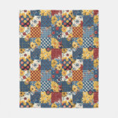 Polaire Couverture Patchwork Gingham Floral Bleu Jaune Rou (Devant)