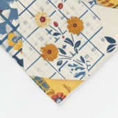 Polaire Couverture Patchwork Gingham Floral Bleu Jaune Rou (Coin)