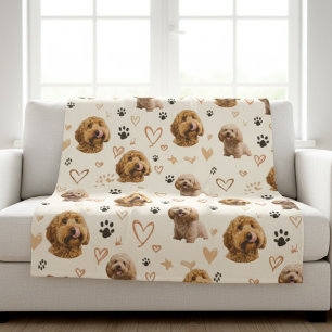 Polaire Couverture personnalisée avec photo de chien et cœ