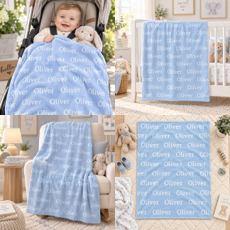 Polaire Couverture personnalisée avec prénom de bébé garço