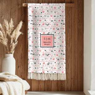 Polaire Couverture personnalisée d'amour rose et noir avec