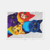 Polaire Couverture Portrait de Chats Colorés (Devant (Horizontal))