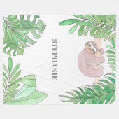 Polaire Couverture pour bébé Fille Sloth personnalisée (Devant (Horizontal))
