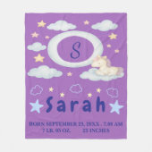 Polaire Couverture pour bébé lunaire avec étoiles et nuage (Devant)